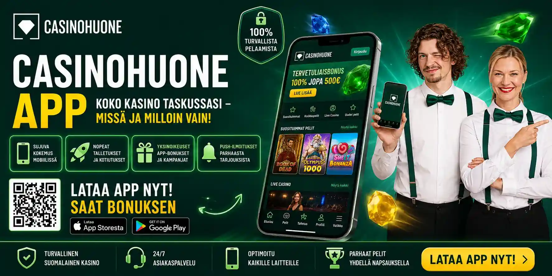 Casinohuone app koko kasinon mukana mobiilissa missä ja milloin vaan