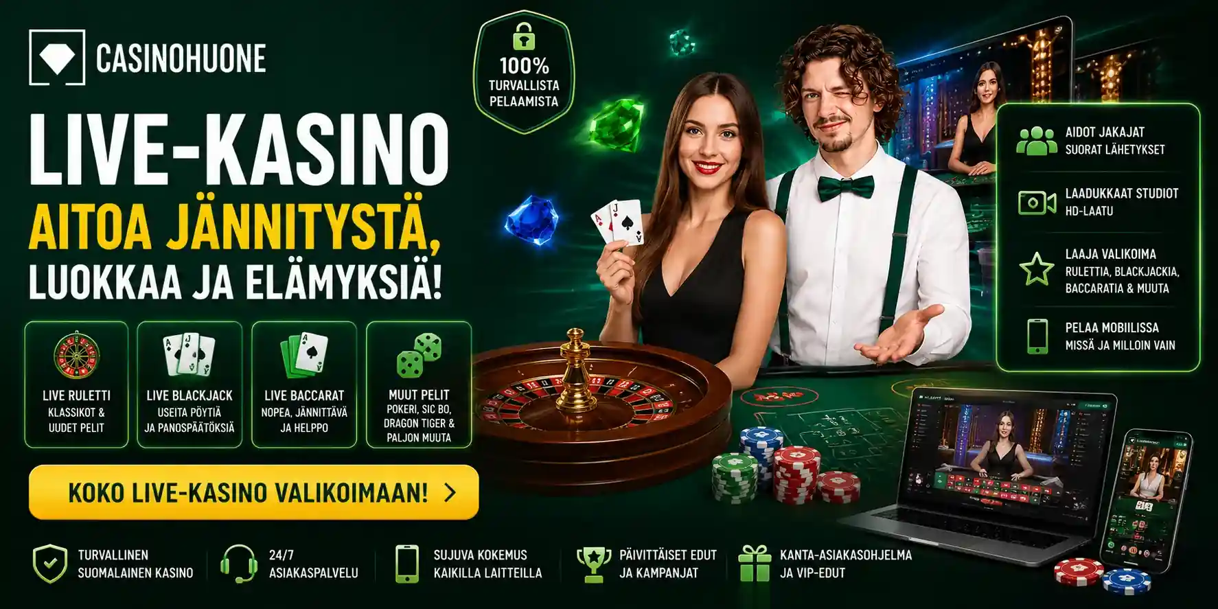 Aitoa jännitystä ja elämyksiä live-kasinolla suoraan striimissä